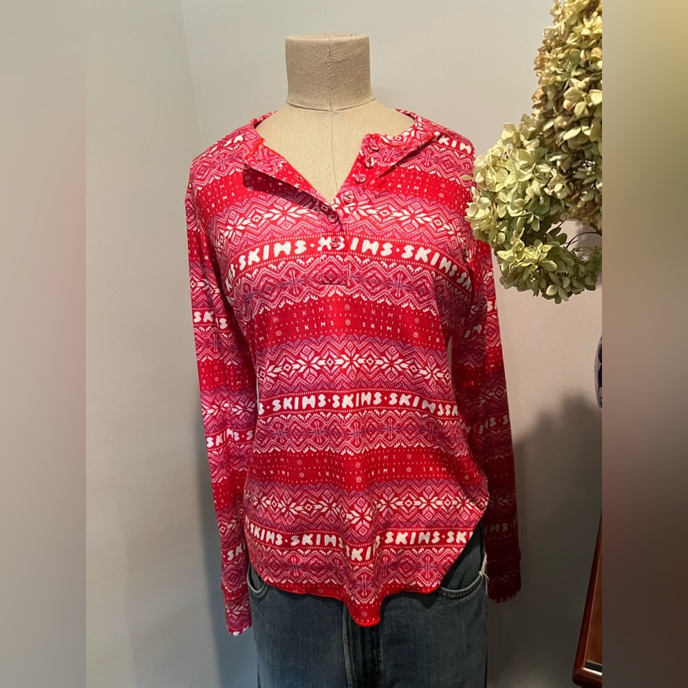 SKIMS Logo Plush Pointelle Henley, size XL
